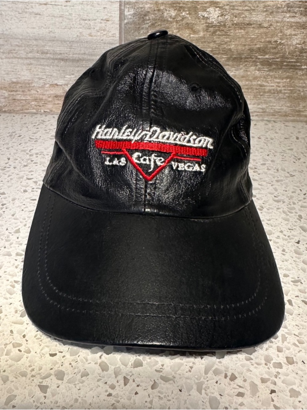 Vintage Harley Davidson Cafe Las Vegas Leather Adjustable Hat